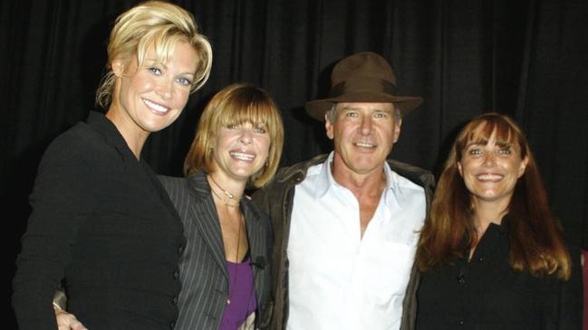 Harrison Ford poses with co-stars from his Indiana Jones films, including: Alison Doody, Kate Capshaw and Karen Allen. Picture: AP Photo/Jen Lowery, London Features