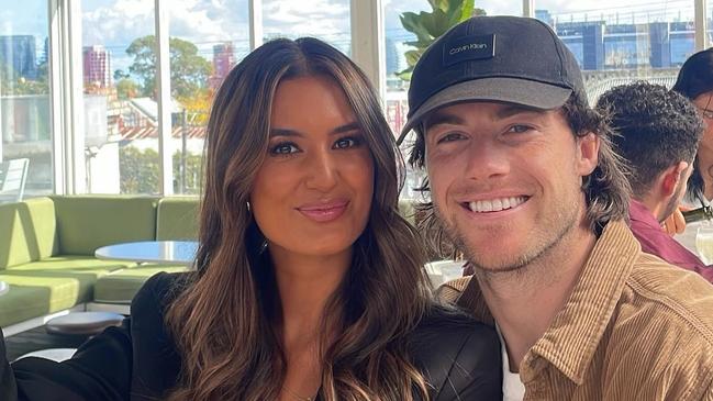 Kenyah Hura with her partner, retiring Carlton player Lachie Plowman Picture: Instagram