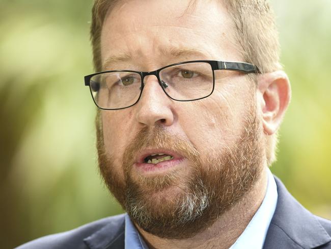 Police Minister Troy Grant addressing media at St Vincents Hospital, Darlinghurst NSW this morning.Wife of the police officer John Breda 45-year-old detective sergeant who was stabbed and the alleged offender has been shot dead.