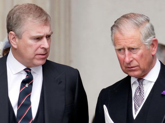 (FILES)  LONDON, UNITED KINGDOM - JUNE 05: (EMBARGOED FOR PUBLICATION IN UK NEWSPAPERS UNTIL 24 HOURS AFTER CREATE DATE AND TIME) Prince Andrew, Duke of York and Prince Charles, Prince of Wales attend a Service of Thanksgiving to celebrate Queen Elizabeth II's Diamond Jubilee at St Paul's Cathedral on June 5, 2012 in London, England. For only the second time in its history the UK celebrates the Diamond Jubilee of a monarch. Her Majesty Queen Elizabeth II celebrates the 60th anniversary of her ascension to the throne. Thousands of wellwishers from around the world have flocked to London to witness the spectacle of the weekend's celebrations. (Photo by Max Mumby/Indigo/Getty Images)