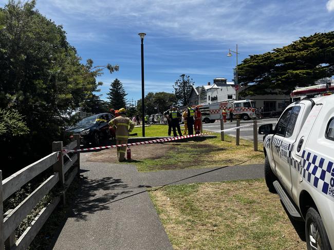 Crews sealed off the area to the public. Picture: Jack Colantuono