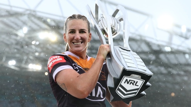 NRLW star Ali Brigginshaw said equal pay will allow the women to focus on playing the sport and not have to worry about losing their jobs as they aim to grow the sport. Picture: Getty Images