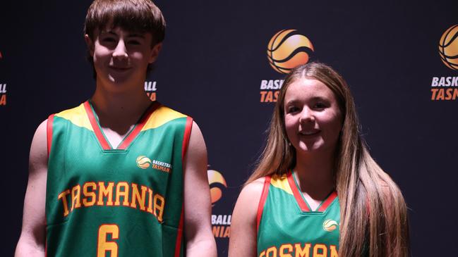 Harry Blyth and Matilda Neate are the only Tasmania players with under-16 nationals experience before this week's tournament. Picture: Basketball Tasmania