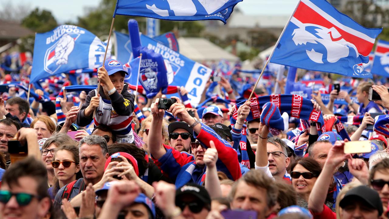 Fans who bought AFLW round 2 tickets will add to the Western Bulldogs army for what is now a Friday night double-header next week. Picture: Stuart McEvoy