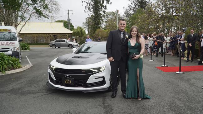 Students arriving in style for the 2024 Glasshouse Christian College formal at Flaxton Gardens.