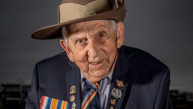 World War II veteran Allan Godfrey, 99, says Anzac Day brings back the memories of war. Picture: Tony Gough