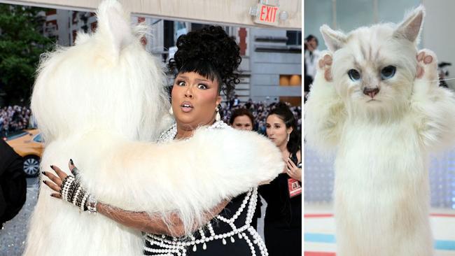 Lizzo caught in weird Met Gala moment.
