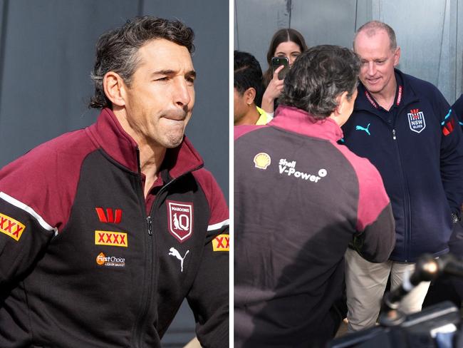 Billy Slater shook hands with Michael Maguire. Photo: Getty, Daniel Pocket.