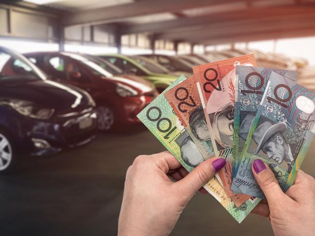 'Car buy' or 'rent car' conceptions with australian dollar, Australian money dollars generic