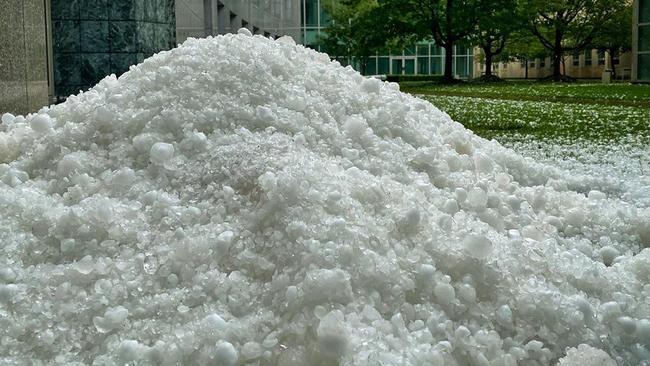 An extraordinary image of the hail at Parliament House. Picture: Instagram