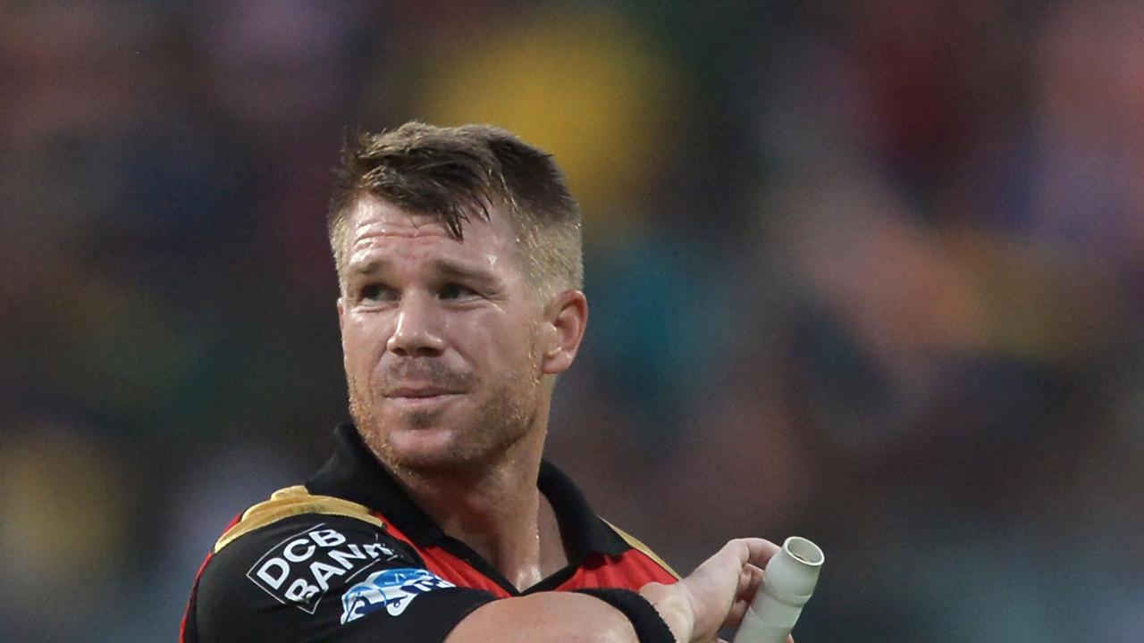 Risers Hyderabad captain David Warner walks back to the pavilion after his dismissal during the 2016 Indian Premier League (IPL) Twenty20 cricket match between Kolkata Knight Riders and Sunrisers Hyderabad at The Eden Gardens Cricket Stadium in Kolkata on May 22, 2016.. ----IMAGE RESTRICTED TO EDITORIAL USE - STRICTLY NO COMMERCIAL USE----- / GETTYOUT / AFP PHOTO / Dibyangshu SARKAR