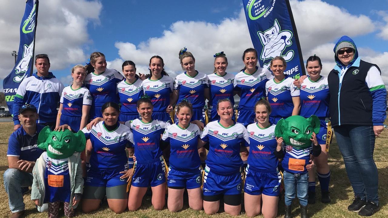 The Stanthorpe Gremlins senior ladies team pushed through many challenges including border closures and playing with no spectators, on their way to become the 2021 premiers in the newly revived Border Rivers Rugby League competition. Photo: Contributed