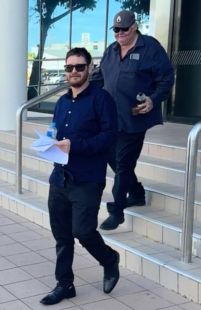 Lewis Jr (left) and Lewis Sr (right) outside court. Picture: Sam Turner