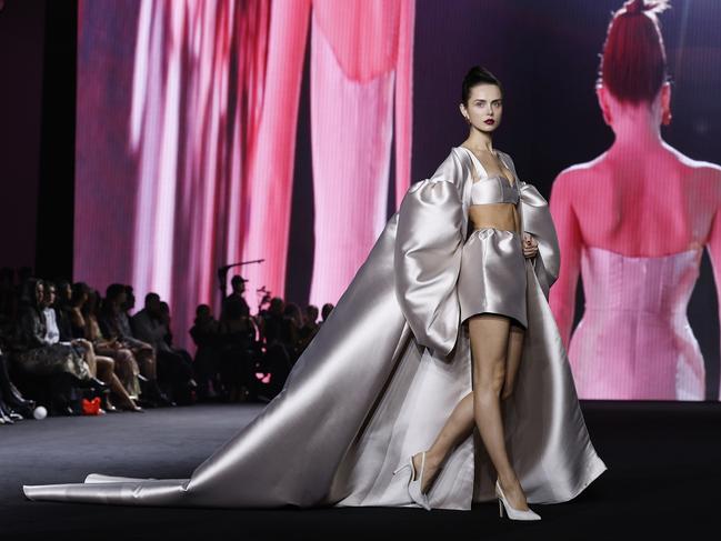 Glorious gowns! A model walks the runway during the MARIAM SEDDIQ show at Australian Fashion Week 2025 at Carriageworks on May 15, 2025 in Sydney, Australia. (Photo by Brendon Thorne/Getty Images)