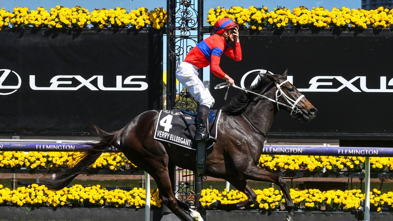 James McDonald couldn’t believe Verry Elleegant had won the Melbourne Cup. Photo by Vince Caligiuri/Getty Images