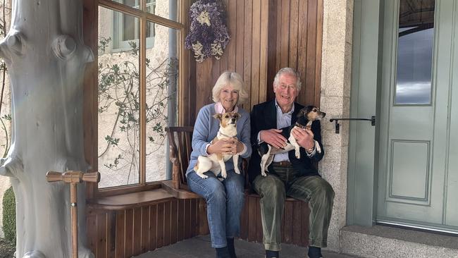 Charles and Camilla, pictured on April 8, 2020, at Birkhall, their home on the Balmoral Estate in Scotland. The King ‘absolutely loves Birkhall’, according to a source. Picture: Getty