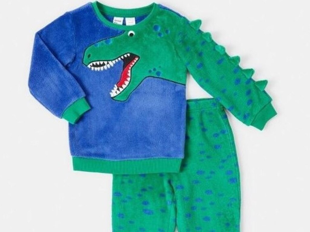 Kmart has recalled the Little Boys Sleep Twosie – Dino on safety fears. Picture: Supplied