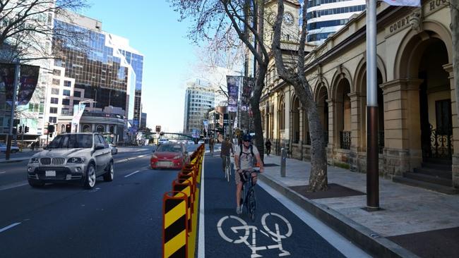 An artist’s impression of the new pop-up cycleway in North Sydney.