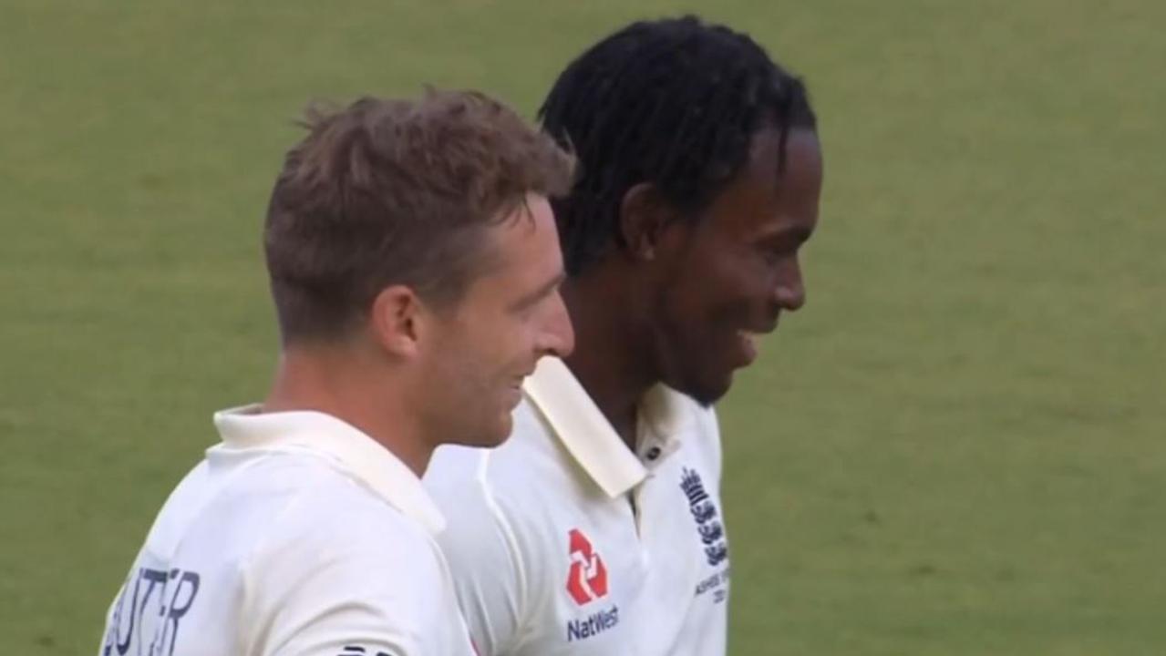 Jofra Archer’s reaction moments after flooring Steve Smith with a bouncer has sent social media into meltdown.