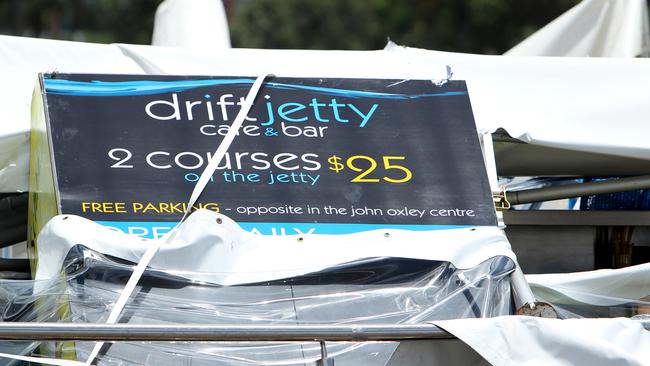 The Drift Restaurant from Coronation Drive was washed downriver during the Brisbane Floods, finally coming ashore at Newstead Park. Picture: File.