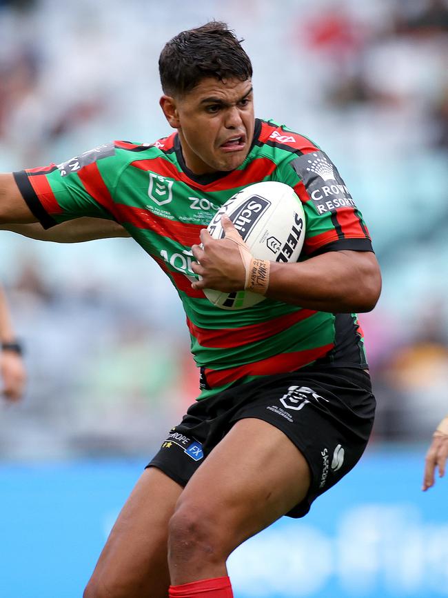 Latrell Mitchell will face the Roosters for the first time in round three. Picture. Phil Hillyard