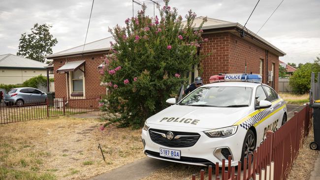 Police investigate a drug lab in a house on Blight St, Brompton. Picture: Mike Burton/AAP