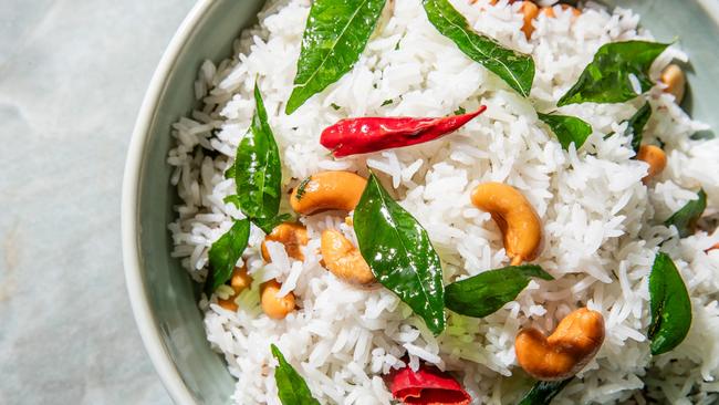 Cashew rice with curry leaves by Lennox Hastie. Picture: Nikki To