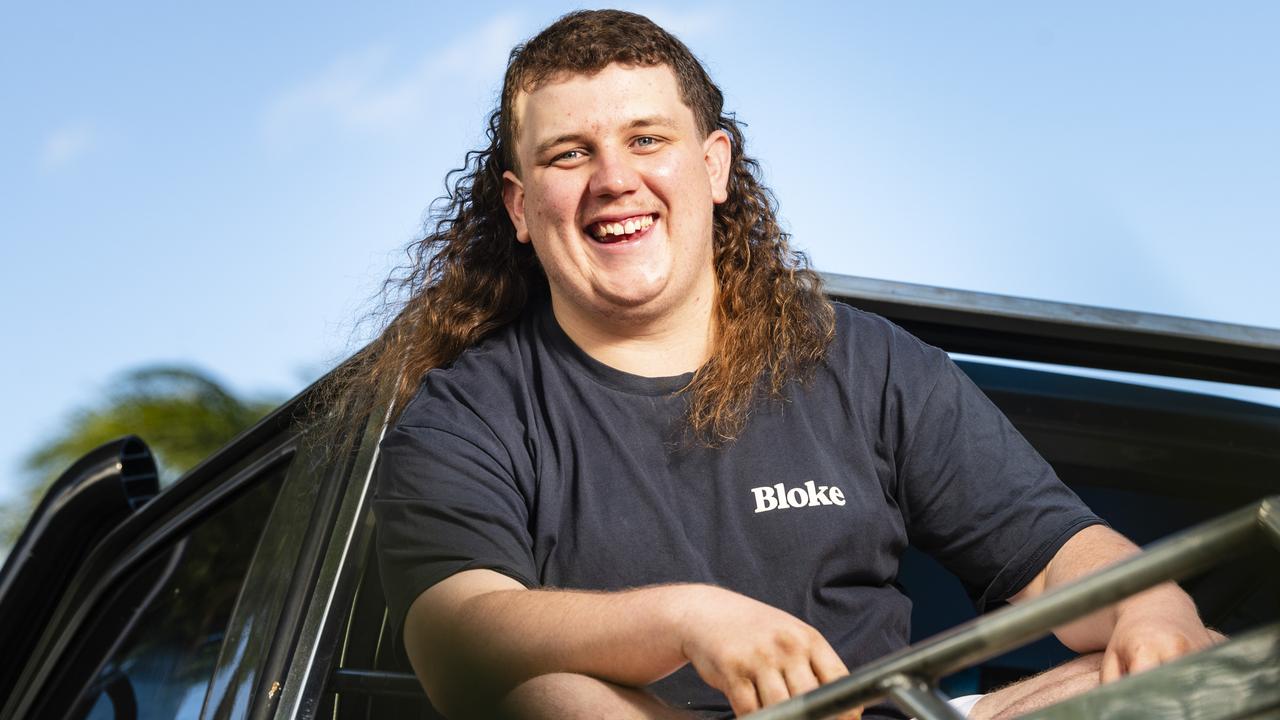 Tyson McCarthy shows off the best mullet in the region according to an online poll of The Chronicle readers. Picture: Kevin Farmer