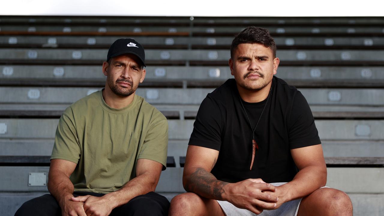 Cody Walker (L) and Latrell Mitchell spoke out this week about the social media abuse of athletes. Picture: Tim Hunter.