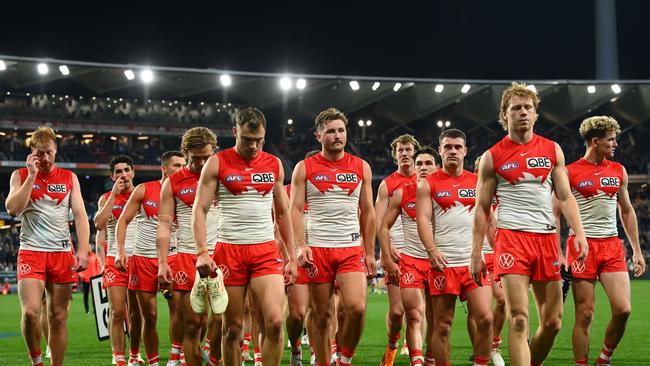 The Swans’ dressing room was not a place you wanted to be. Photo by Quinn Rooney/Getty Images.