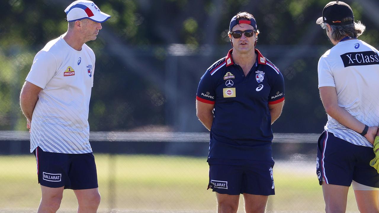 Luke Beveridge with assistant coaches Rohan Smith and Daniel Giansiracusa. Picture: Michael Klein