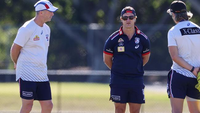 Luke Beveridge with assistant coaches Rohan Smith and Daniel Giansiracusa. Picture: Michael Klein