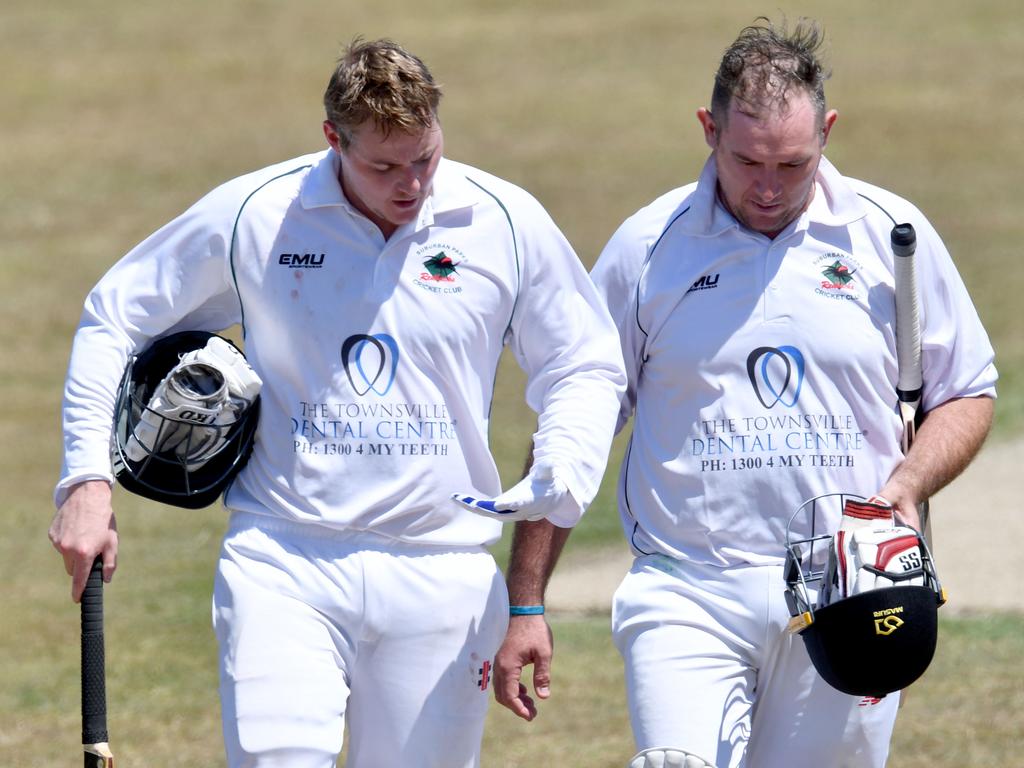 Townsville Cricket A grade game between Sub Parks and Northern Beaches at Murray Sporting Complex. Sub Parks Daniel Gartrell and Jamie Heit. Picture: Evan Morgan