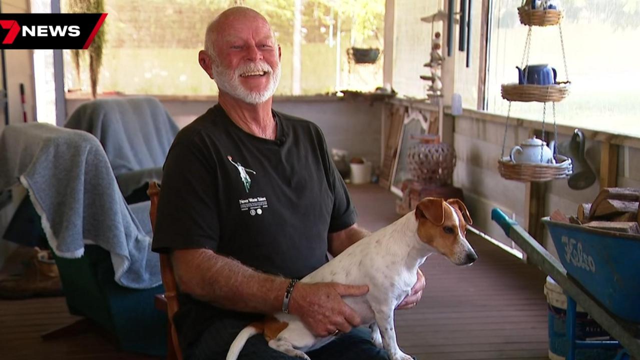 Steve’s dog Luna was waiting for him onshore when he was rescued. Picture: 7News