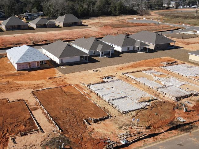 Aerial drone picture of construction housing complex