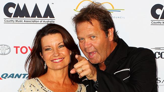 Troy Cassar-Daley with his wife Laurel Edwards, who beat him in a talent quest.