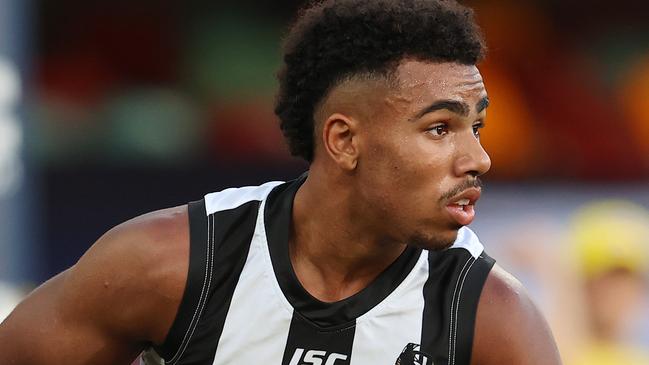 AFL Round 14. Carlton vs Collingwood at the Gabba, Brisbane.. 30/08/2020...  Isaac Quaynor of the Magpies q3   . Pic: Michael Klein