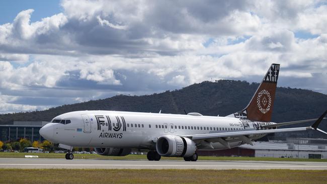 Fiji Airways taking off from Canberra.