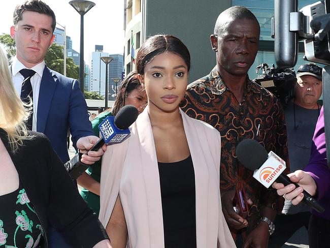 Haja Timbo arrives at the Brisbane Arrest Court. Pic Peter Wallis