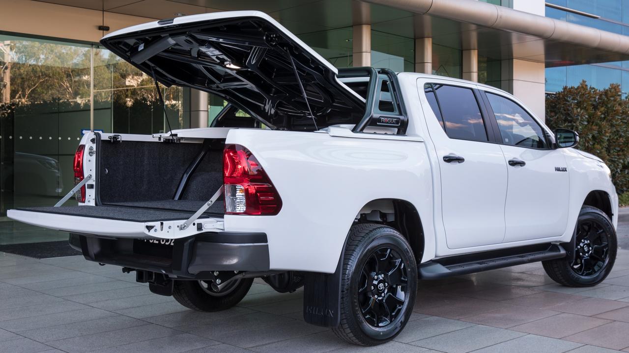 The luxury Rogue edition comes with carpet lining in the ute tray, and a hard lid that keeps out dust and water. Picture: Supplied.