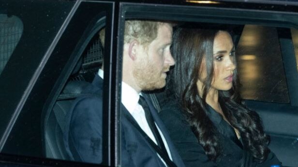 Harry and Meghan arrive at Buckingham Palace. Picture: Darren Fletcher/Mega