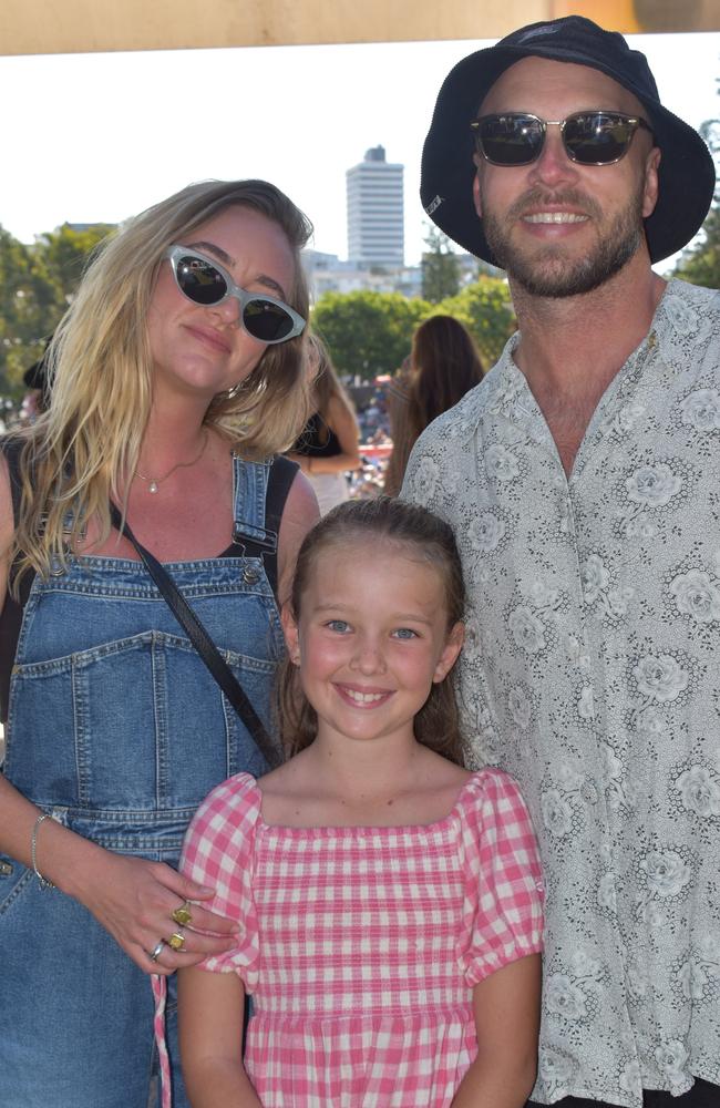 Miranda Emblem, Santana Hardy and Dan Hardy at day 3 of the 2023 Caloundra Music Festival. Photo: Elizabeth Neil