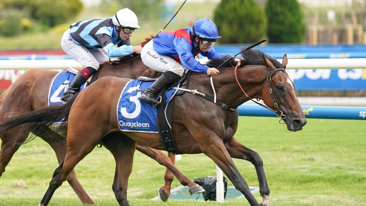 Rachel King guides Arapaho to victory in the Zipping Classic last Saturday. Picture: Scott Barbour/Racing Photos via Getty Images