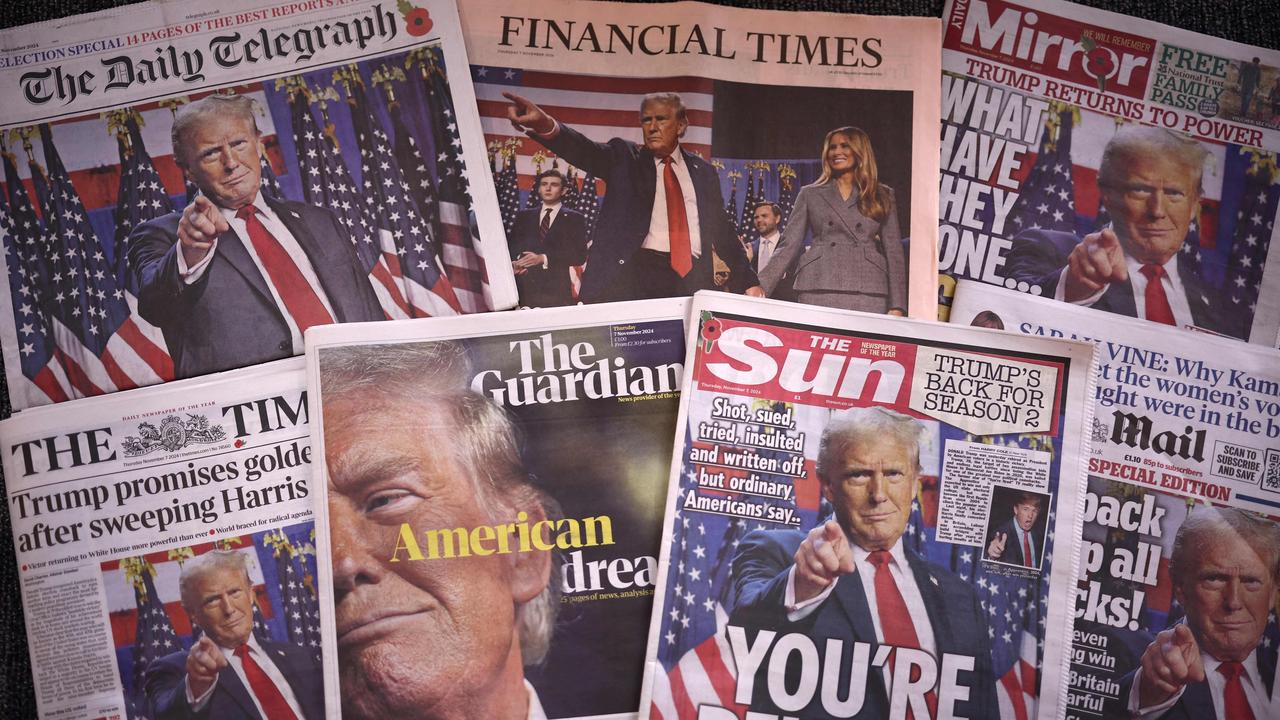 Donald Trump made front pages across the world after he was voted in as US President for a second time. Picture: Henry Nicholls / AFP