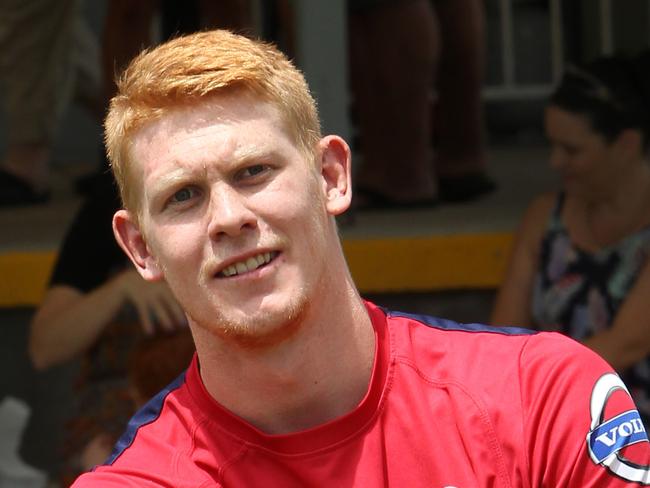 Qld Reds players at a sign on at Caboolture Rugby Union. Reds player Campbell Magnay shows his skills