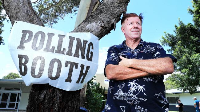 31st October 2020, Queensland State election 2020. Wayne "Rabbit" Bartholomew AM Portside his local election booth at Palm Beach Photo: Scott Powick