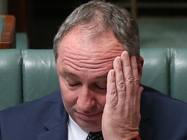 Deputy PM Barnaby Joyce  in Question Time in the House of Representatives Chamber at Parliament House in Canberra. Picture Kym Smith