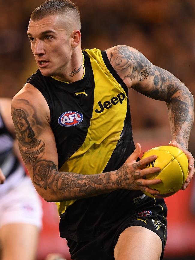 Dustin Martin in action at the MCG. Picture: AAP Image/Julian Smith