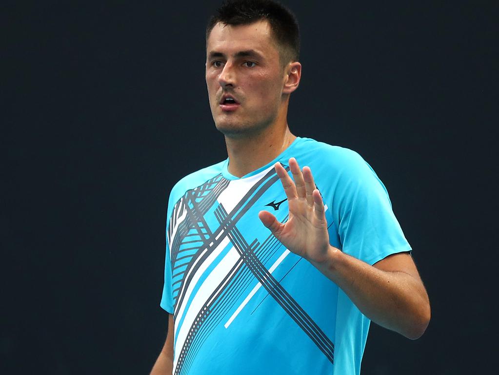 Bernard Tomic shooting straight from the hip.