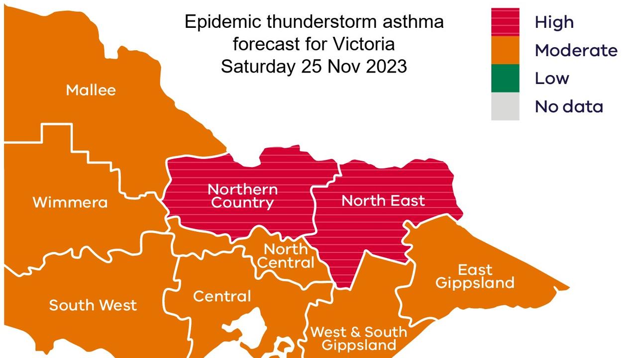 The entire state will be impacted by moderate to high-risk forecasts on Saturday. Picture: Department of Health